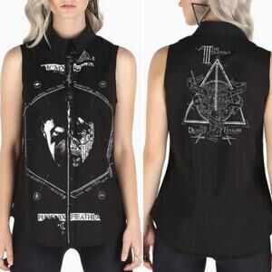 NEW Blackmilk Harry Potter Longline Oversized Gothic Tunic Vest Shirt Top … NWOT